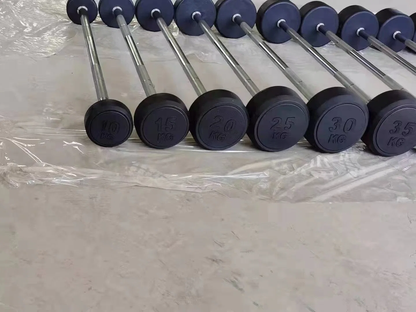 Hot Sellling Home Gym Rubber Fixed Barbell Sets for Weight Lifting Fitness Equipment