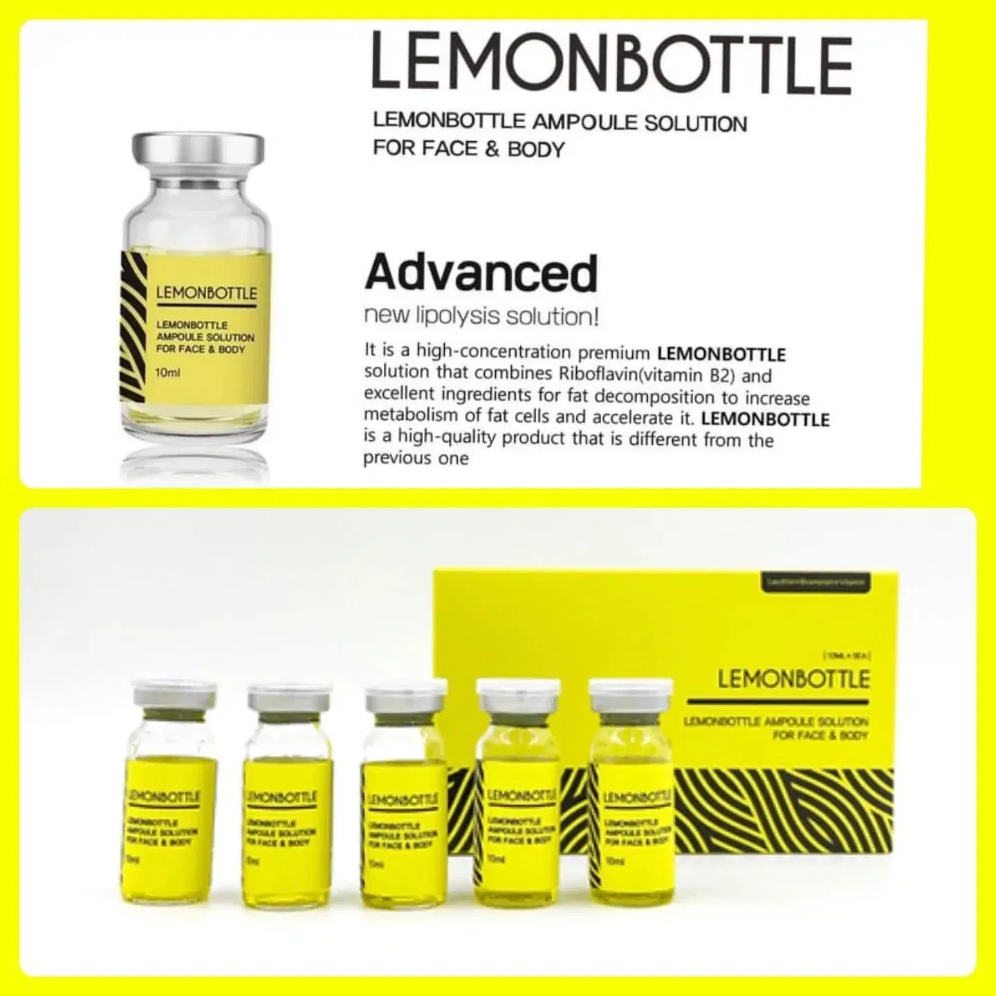 Wholesale/Supplier Price Lemonbottle Ampoule Solution for Face Body Solution Lipolysis Injection Ppclipolytic Lose Weight Product Slimming Injection Lipo Lab Kybella