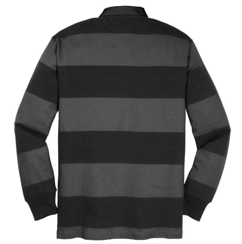 Custom Cotton Jersey Tops Classic Long Sleeve Yarn-Dyed Stripes Rugby Polo Shirt