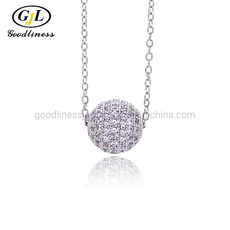 Comercio al por mayor forma de bola de color oro blanco colgante joyas collar de cadena