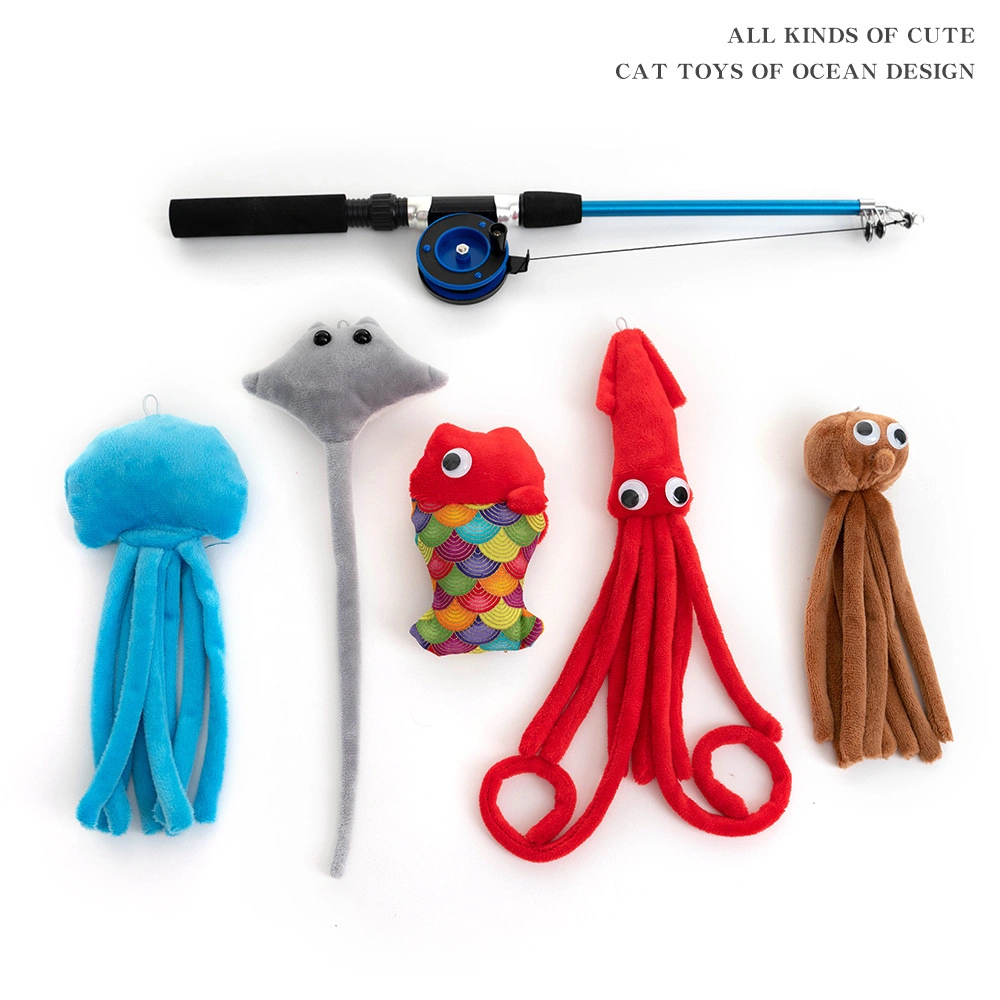 Cat caña de pescar extender etapas Accesorios PP algodón suave Cat Juguetes para mascotas interactivos Funny Stick Plush