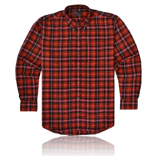 New Simple Design Red Plaids Flannel Long Sleeve Shirt