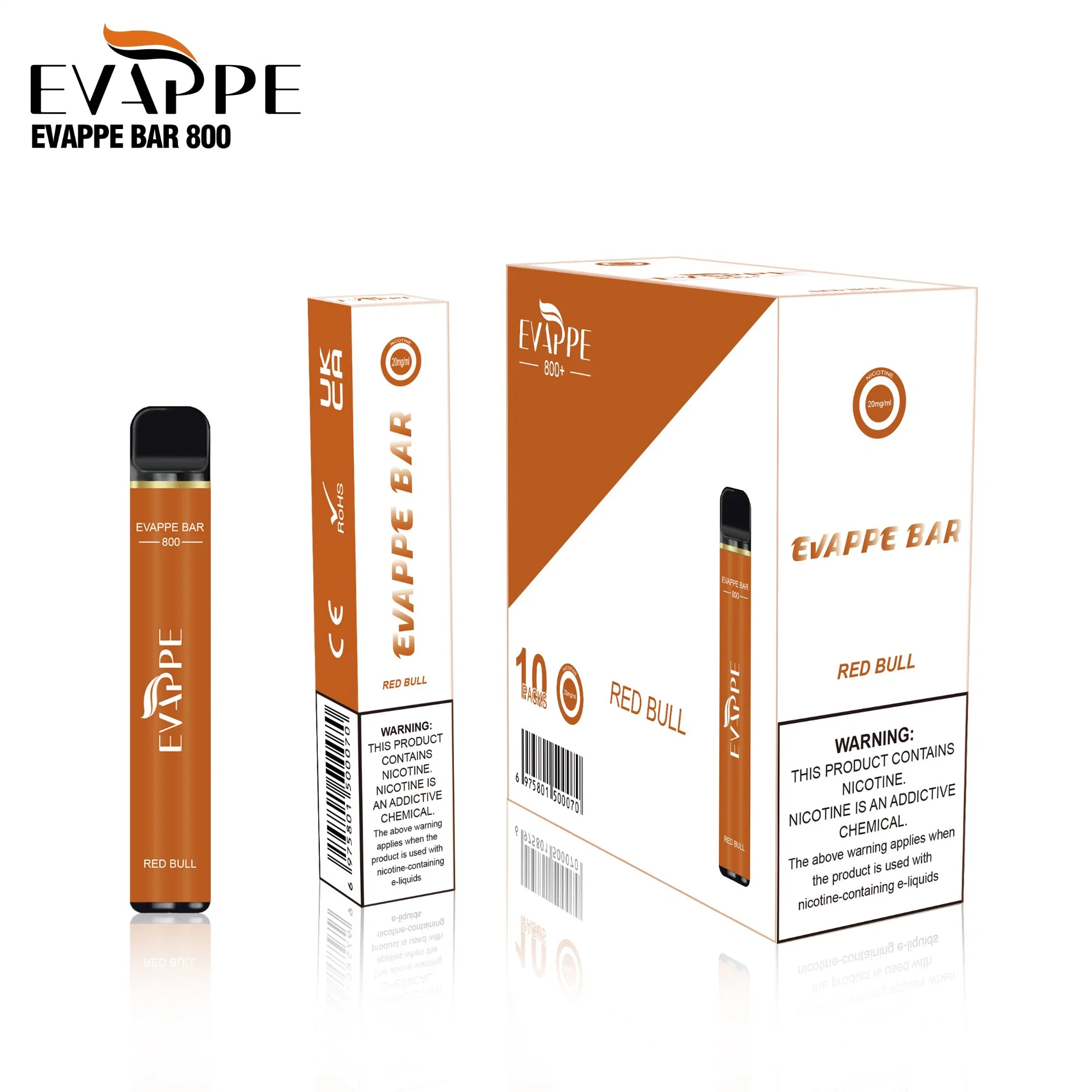 Wholesale Disposable Electronic Cigarette Evappe Bar Series 800 Puffs Vape with 15 Flavors 550mAh Battery 3.2ml Capacity