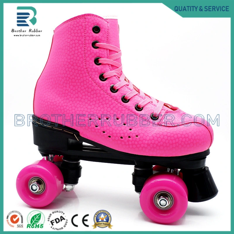 PU Leather 4 Wheels High-Top Roller Skate Shoes for Boys and Girls