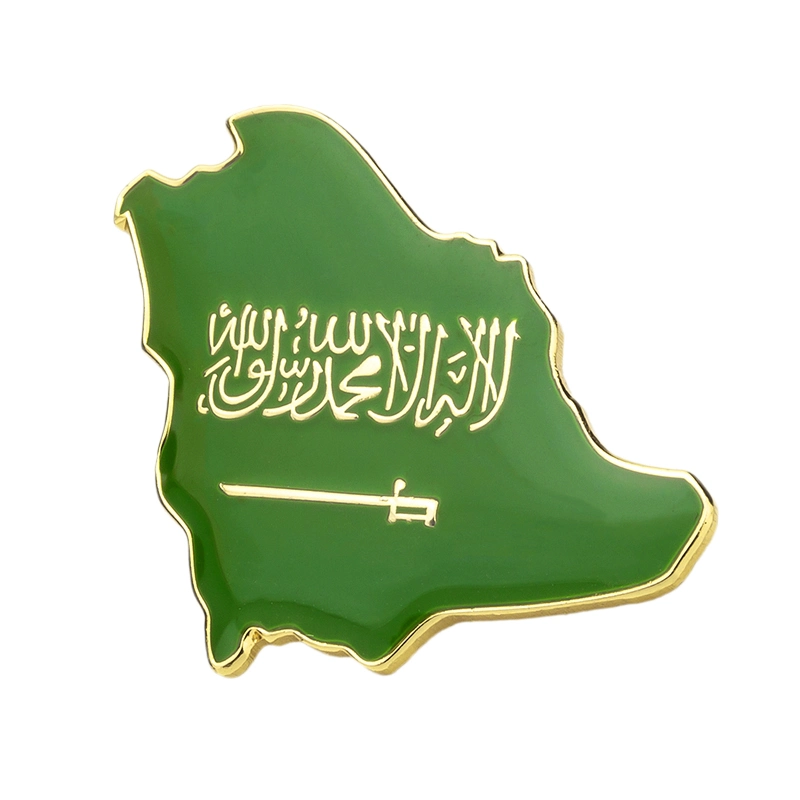 Factory Custom Saudi Arabia Badge Metal Souvenir Gift Coconut Tree Saudi Arabia National Day Flag Enamel Saudi Pins Badge