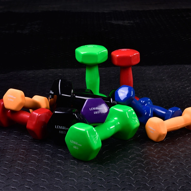 Venta en caliente equipos de fitness para la mujer Entrenamiento de fuerza Weitightlivitng vinilo Dumbbell hexagonal