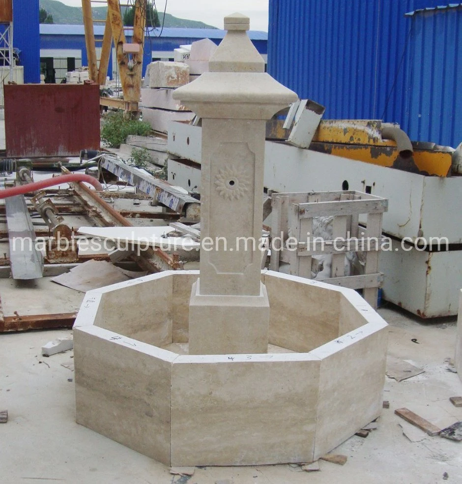 Outdoor Decoration Simple Style Hand Carved Stone Marble Water Fountain (SYF-072)