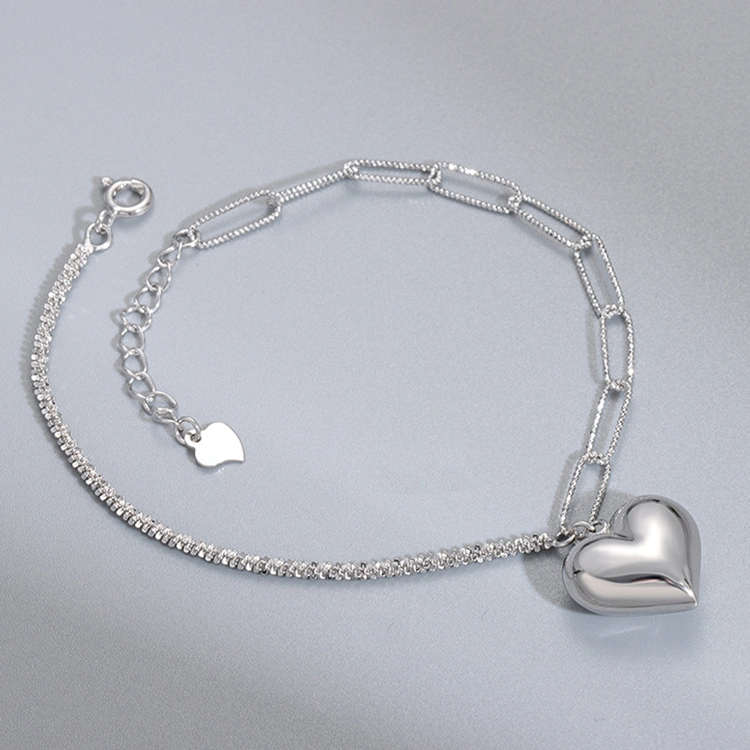 Las niñas Corazón Yollow Cordón pulsera chapada en plata esterlina 925 Bisutería