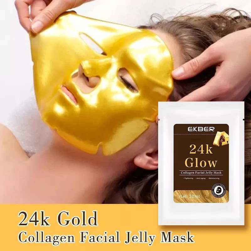 Ekber Customized Logo 24K Vitamin C Rose Arbutin Moisturizing Whitening Facial Hydro Jelly Mask Sheet Mask