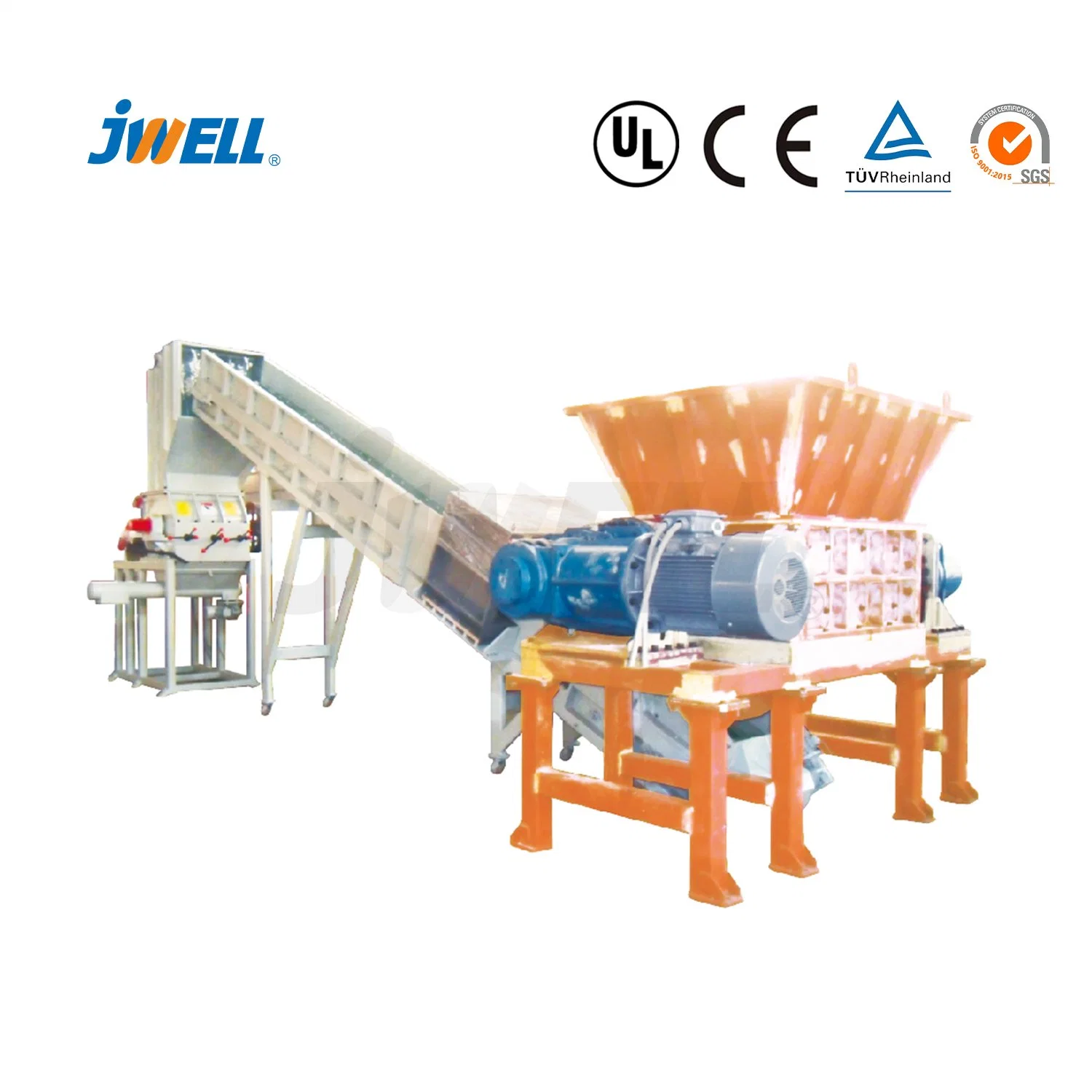 Jwell Two/Double-Shaft Plastic Shredderfor Sale Recycling Materials /Hard Materials