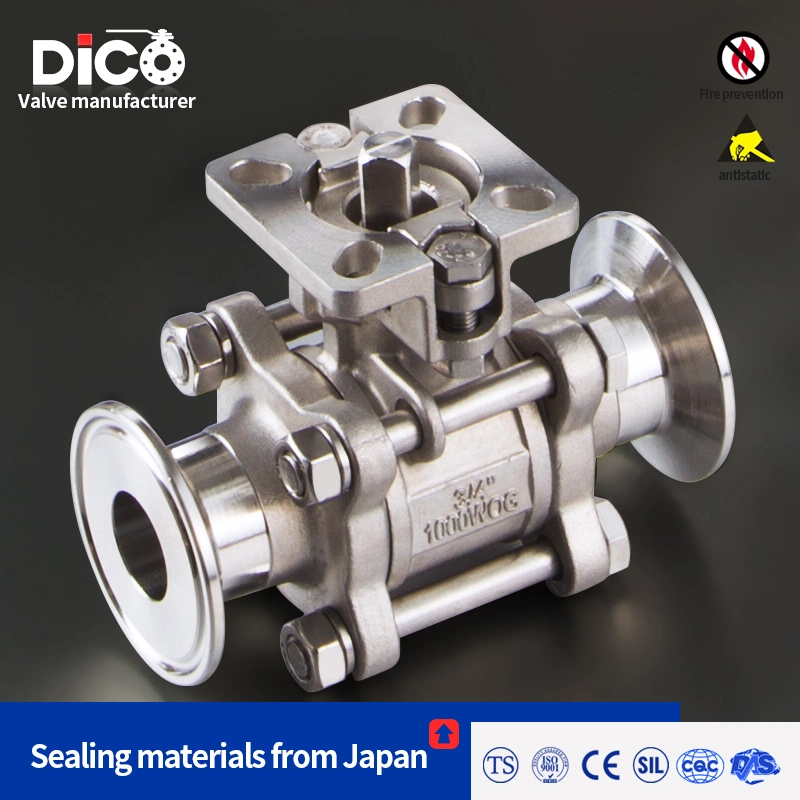 Industrial Equipment &amp; Components Clamp End with ISO5211 Mounted Pad CF8 3PC Ball Valve