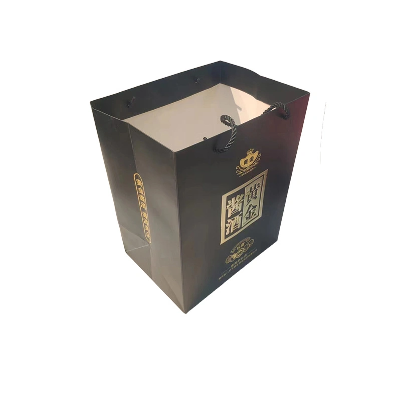 Custom Luxury Wine Packaging Paper Bag China Famous Wine Wine Packaging Tote Bag Hot Stamping Process