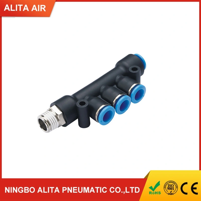 Pkd Series 5 Way Thread Plastic Pneumatic Air Hose Connector Pipe Fitting