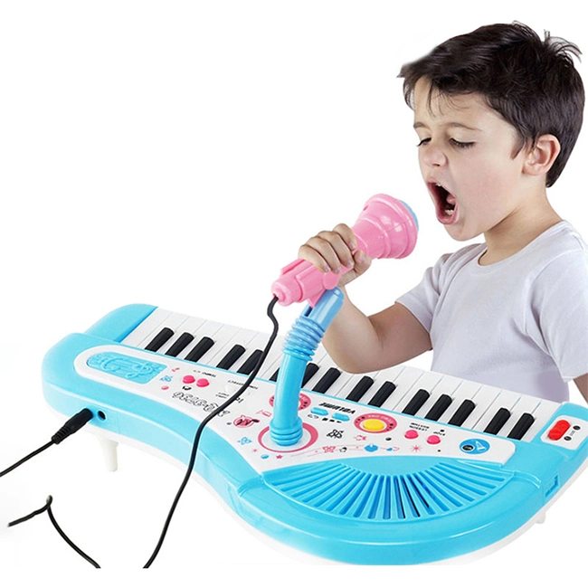 Sky Blue 37 teclas del teclado órgano electrónico juguetes niños instrumentos musicales piano juguete educativo con el micrófono a los niños juguetes Instrumentos Musicales