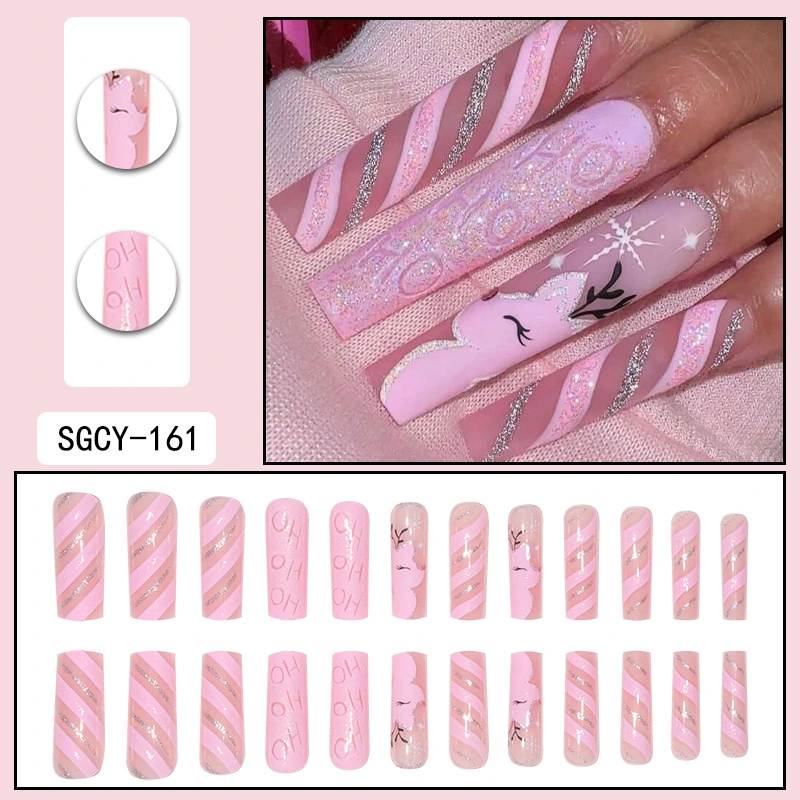 Christmas Fake Nail Long Wearable Nail Beauty Manicure Nail Patched