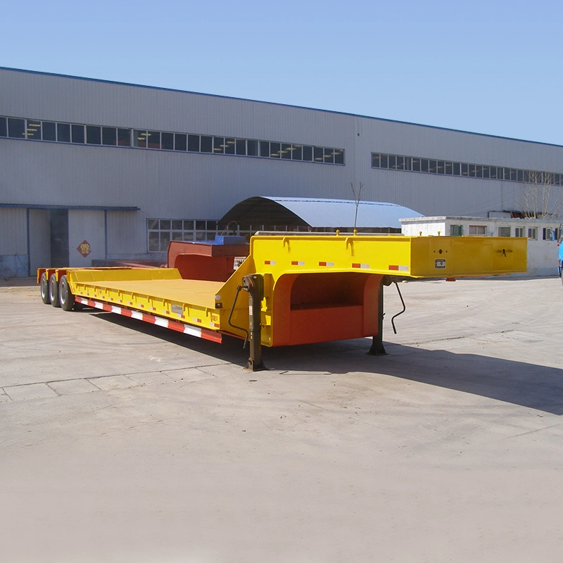 70tons Max Payload 3 Axles Lowbed Semi Truck Trailer Load Machines