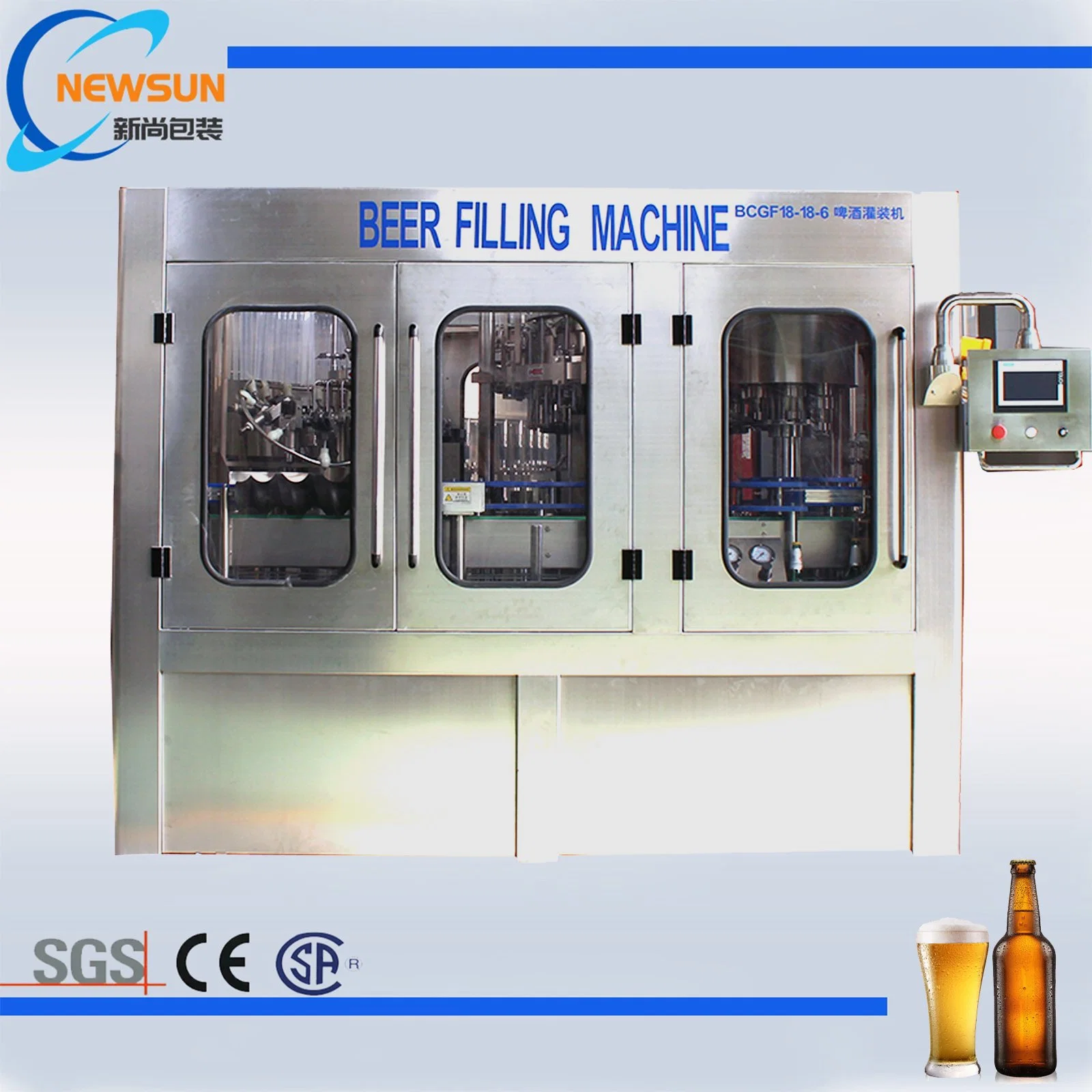 Newsun Machine Manufacturer Automatic Drinking Water Beverage Bottling Plant Beer Equipment Pet Glass Bottle Blowing Molding Filling Washing Labeling Machinery