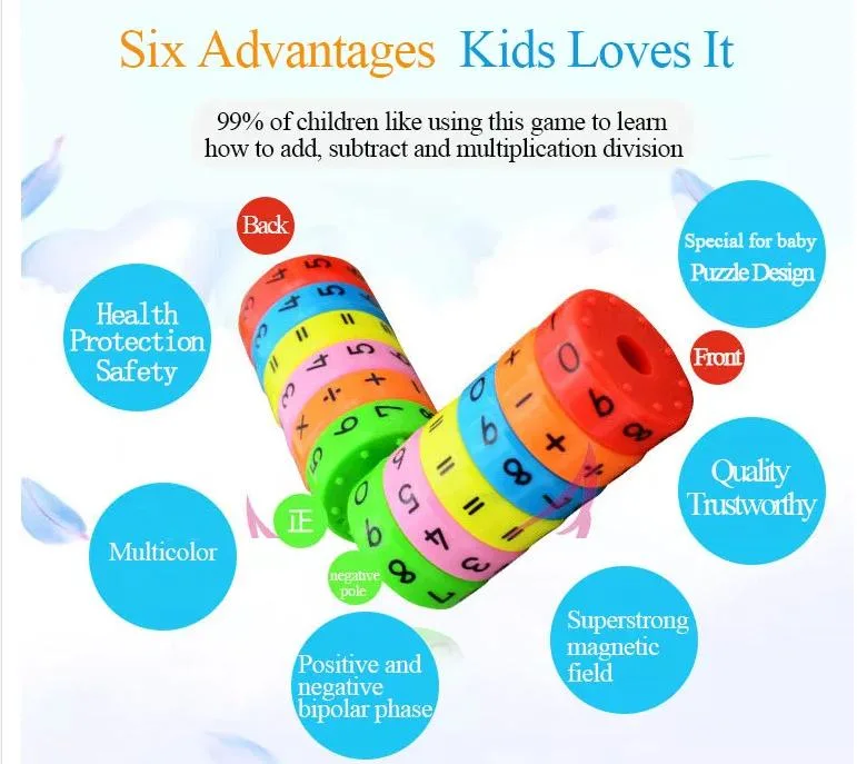 6PCS/Set Education Magnetic Mathematics Numerals Cylinder Learning Math Abacus Toy Kindergarten Primary School Kid Colorful Ring