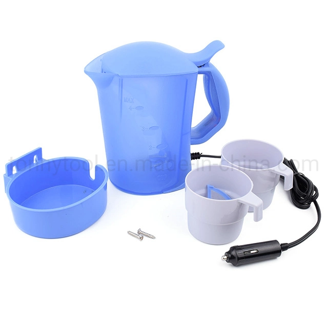 Mini Electric Travel Kettle, 700cc 12 Volt Kettle for Car with 2 Cups and a Mounting Tray