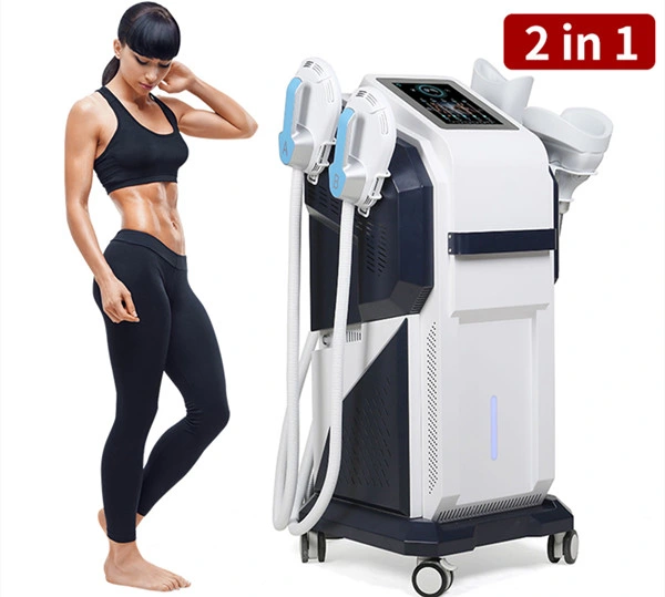 CE Certified Beauty Equipment Vertical 4 Handles Emslim Electromagnetic EMS Sculpting Muscle Building 360 Degree Cryolipolysis Cryo Slimming Salon Equipment