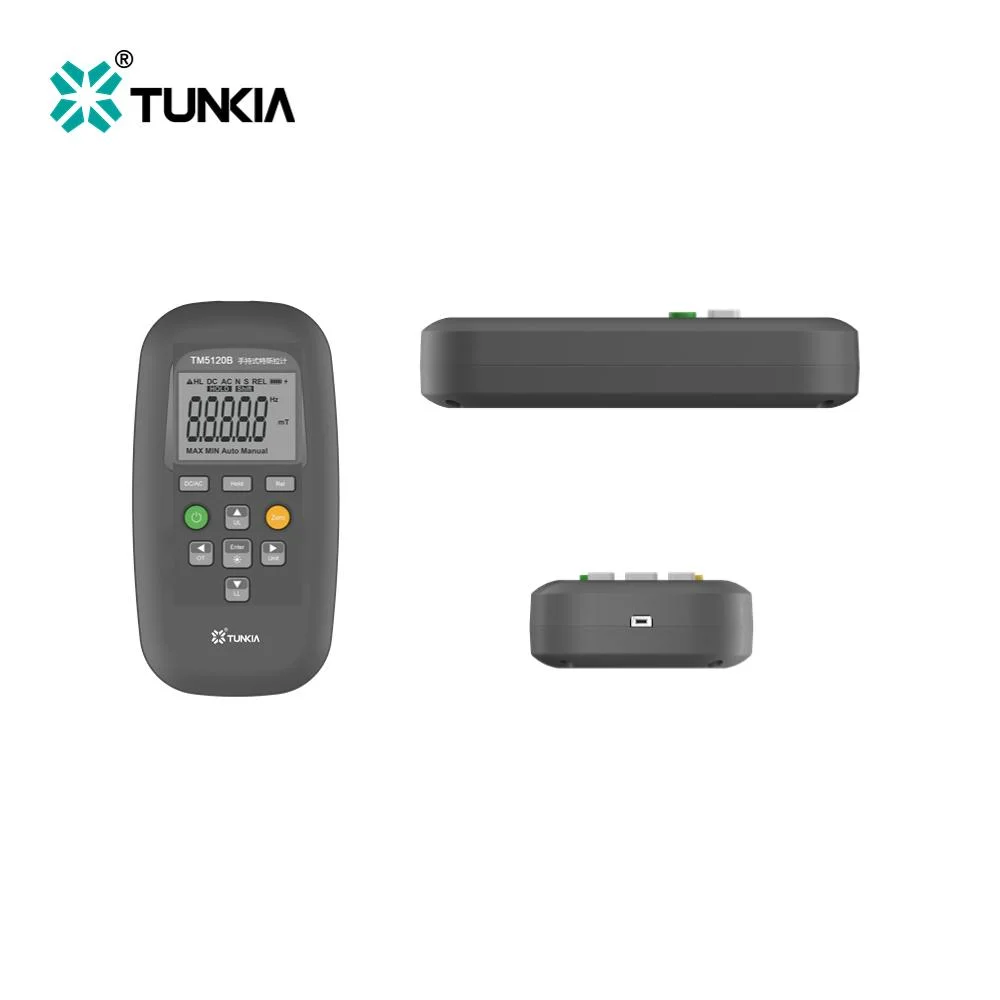 TUNKIA 3000 mT Handheld Digital  AC DC Emf Magnetic Flux Meter Magnetometer Tesla Meter Gauss meter with NS pole display and Backlight