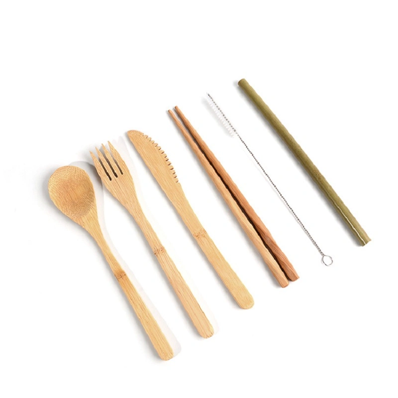Portable Travel Bamboo Tableware Cutlery Set (Fork Spoon Chopsticks)