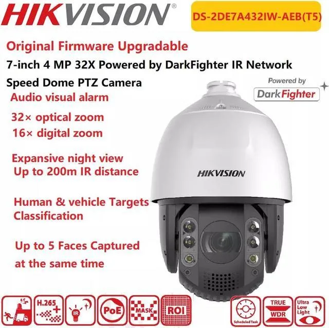 Hikvision 7 Inch 4 MP 32X Powered by Darkfighter IR Network Speed Dome P CCTV Security Camera