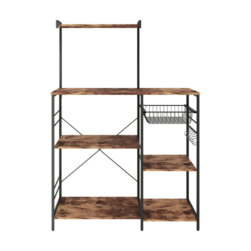 Steel and Wood Combined with Multi-Functional Multi-Layer Kitchen Storage Rack 0013