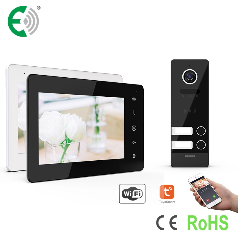 Home Security UTP/IP 7" Video Door Phone Intercom System Interphone 2 Families