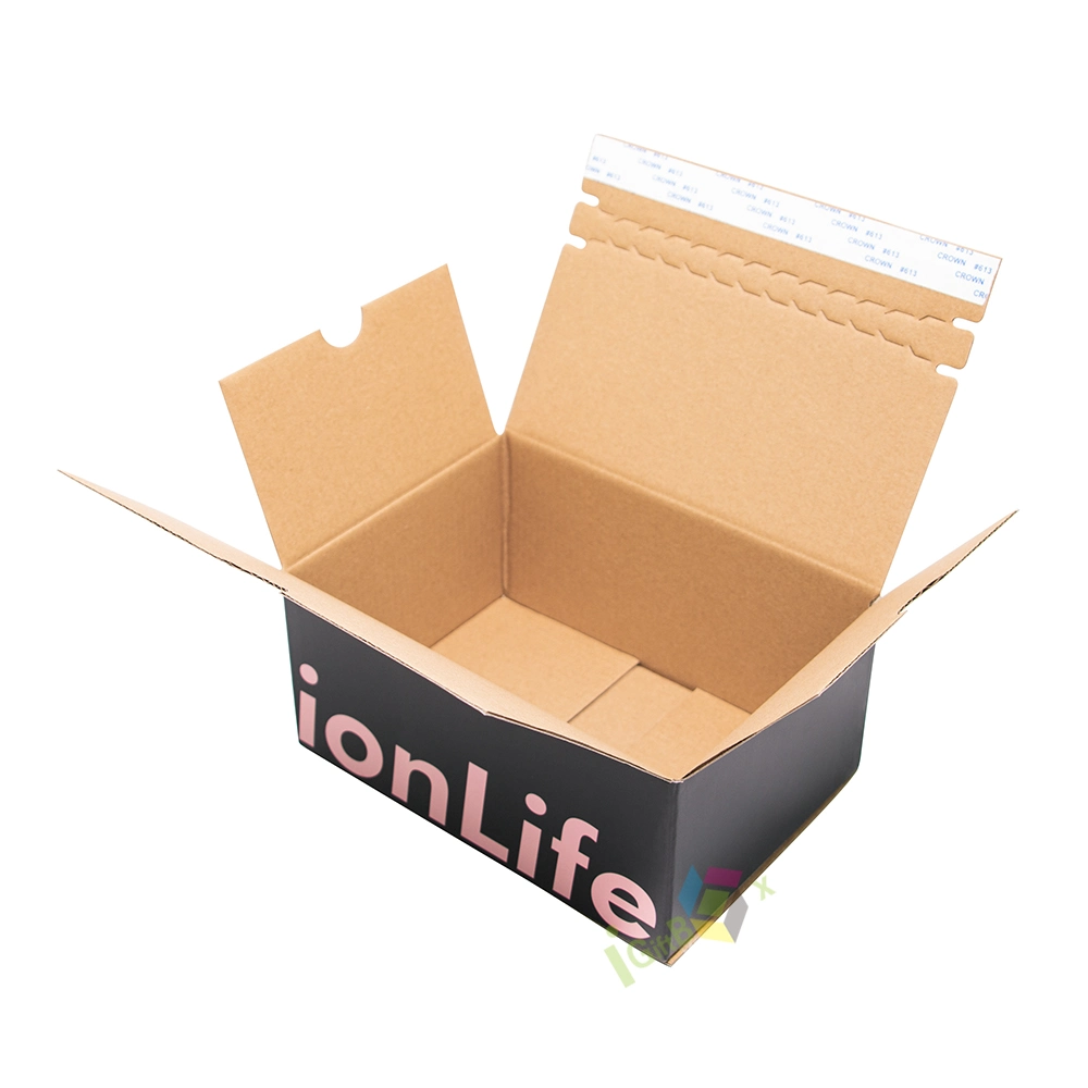 Wholesale Custom Logo Corrugated Box Black Printing Zipper Carton