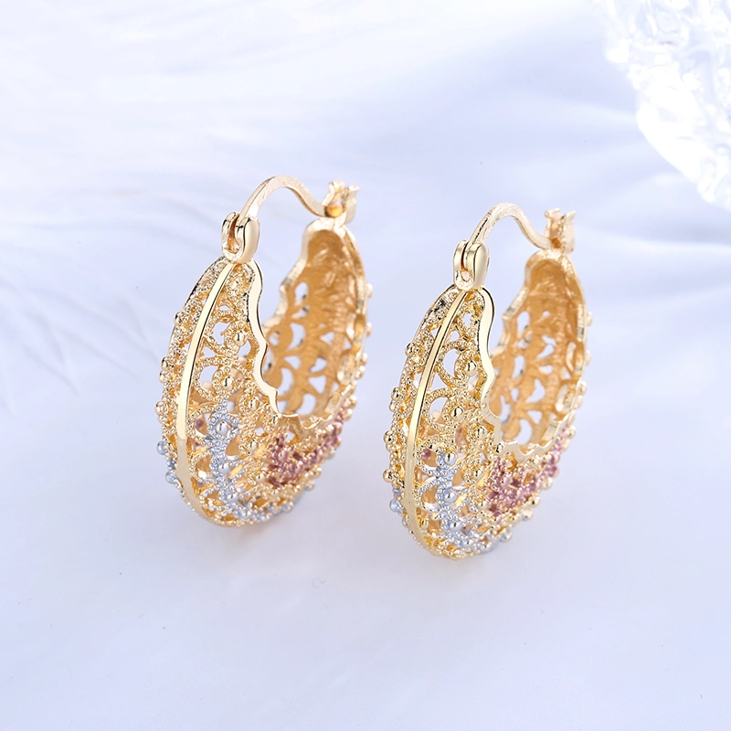 Fashion Accessories Brass Female 18K Gold Plated Round Hoop Earring for Women