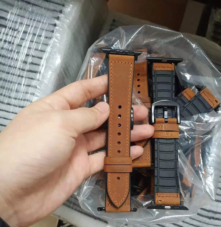 Wholesale/Supplier Designer Genuine Luxury Leather Strap for Apple iWatch Series 6 7 Se Leather with TPU Band Handmade Vintage Leather Band for Apple Watch 38mm42mm