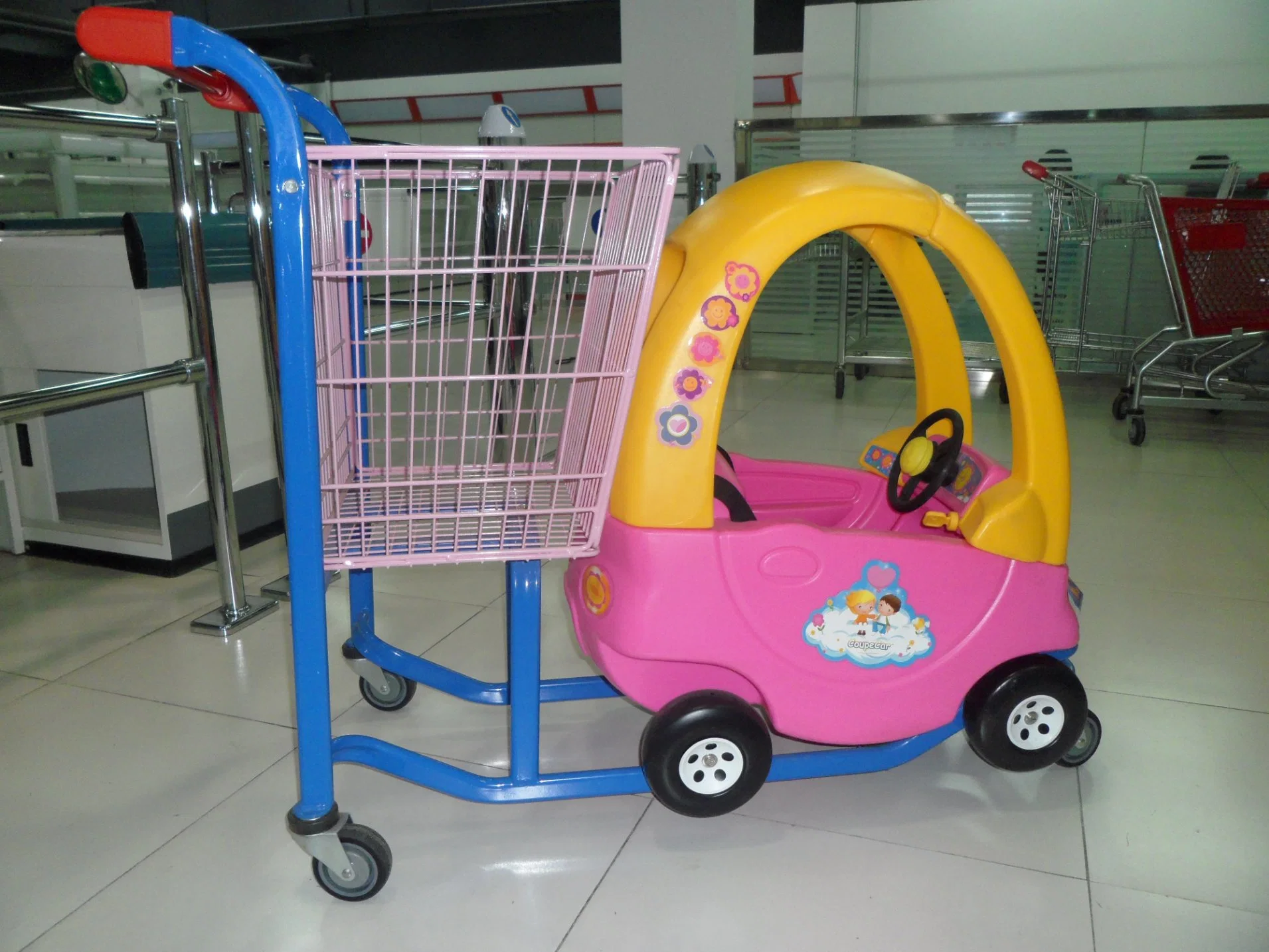 Cute and Safe Children Shopping Cart for Supermarket