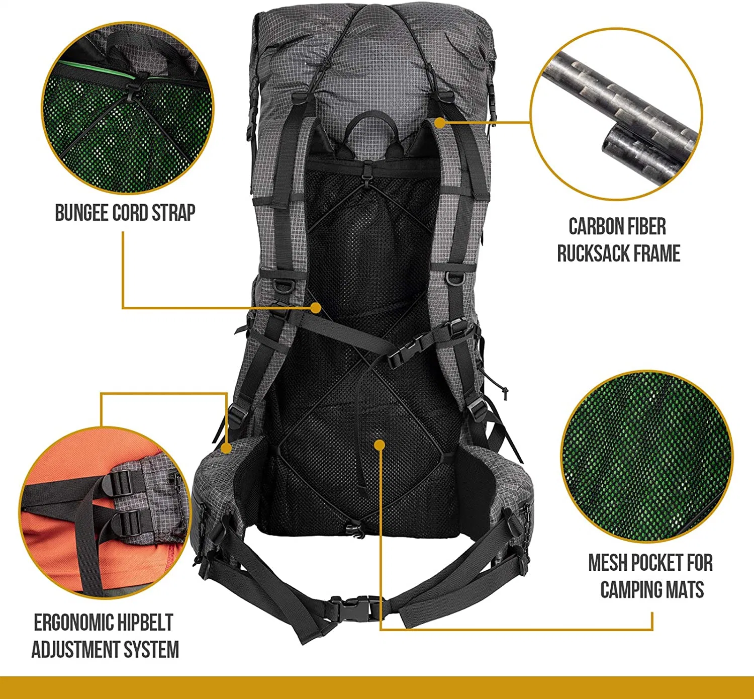 35L+5L Trama interna Trekking Mochilas para Camping Senderismo