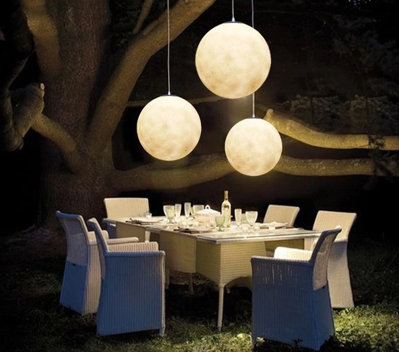 Outdoor Plastic Moon Hanging LED Decoration Lighting Landscape Water Resist Moon Garden Holiday Decoration Lighting