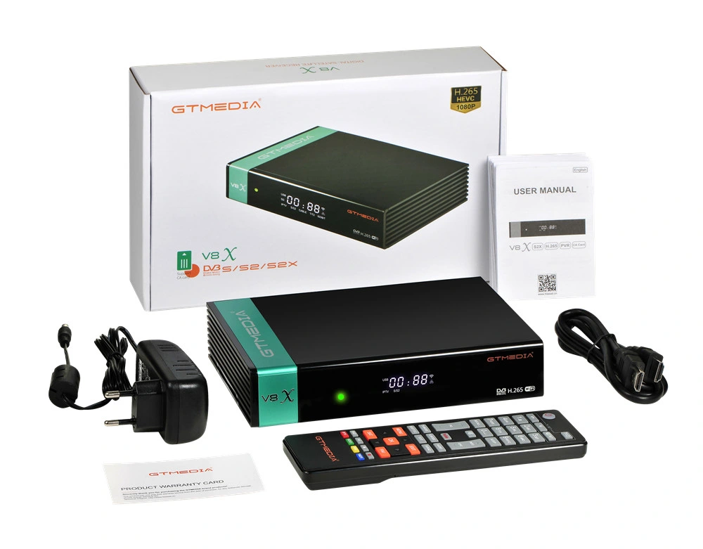 Gtmedia V8X DVB-S2 S2X HEVC H. 265 10bit IPTV Box decodificador satélite Soporte CA Card