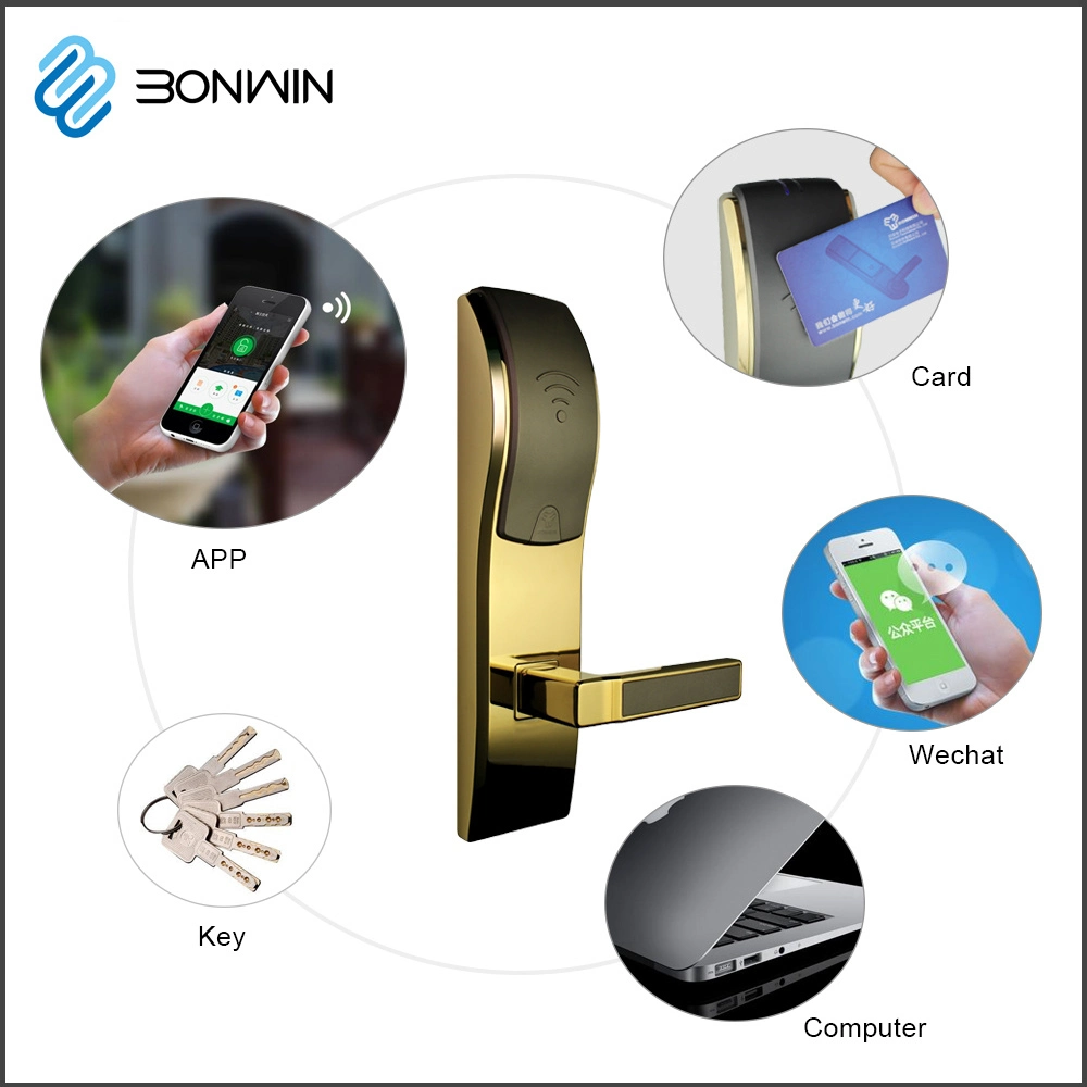 Wireless Electronic Keyless Mortise Door Handle RFID Smart Lock for Hotel