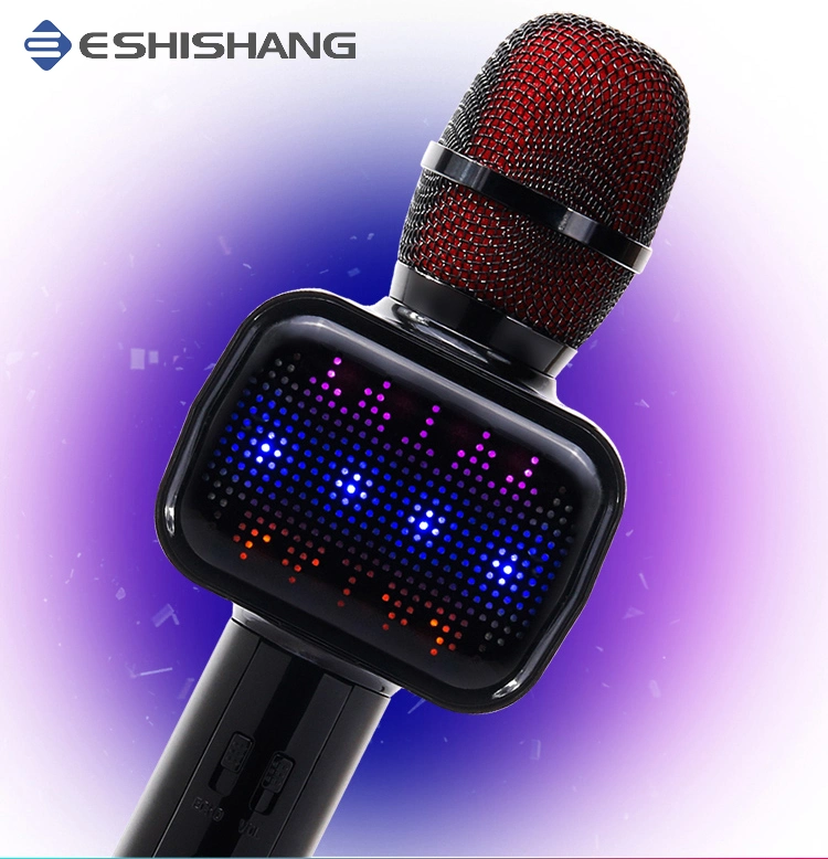 E109 Wireless Microphone Studio USB LED Lights Handheld Karaoke Microphone for Mobile Phone