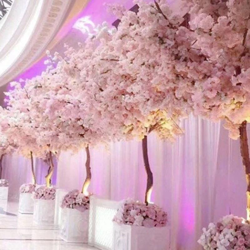 Árbol de cerezo artificial de plástico grande con flores blancas y rosadas de cerezo para decoración de bodas y jardines