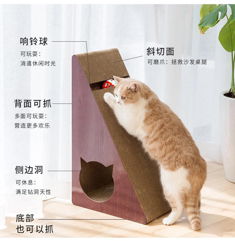 Corrugated Triangular Cat Scratching Board Claw Grinder Vertical Non-Flaking Pet Toys