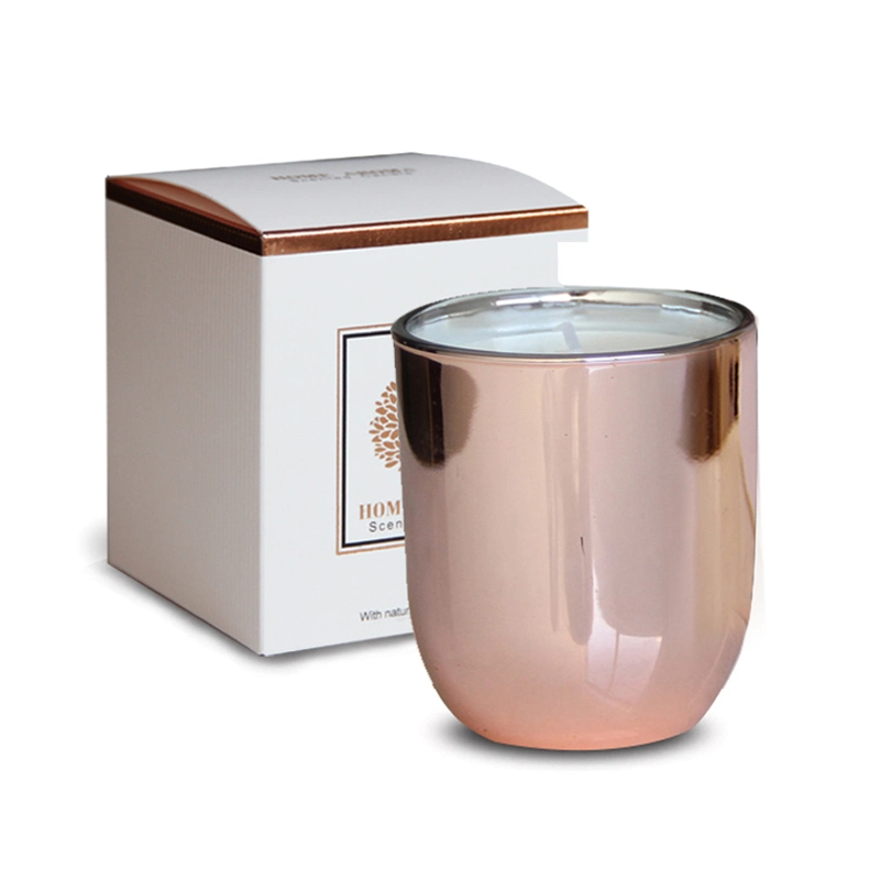 Outstanding Design 160g White Glass Candle with Electroplating & Laser Printing for Gift