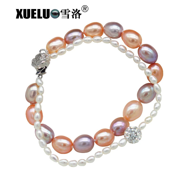 Fancy Double Strands Natural Colorful Cultured Freshwater Pearl Bracelet