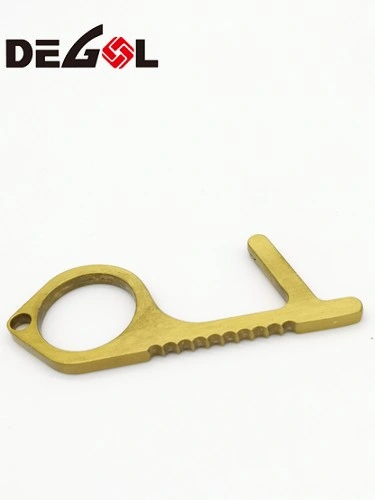 Touchless Brass Keyring Contactless Portable Door Handle Opener Keychain