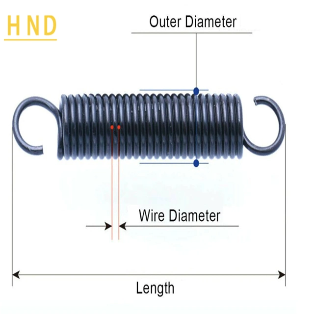 Steel Wire Outer Diameter 0.7mm Outer Diameter 5mm 6mm Stainless Steel Tension Spring with Hook Extension Spring Length 15mm to 50mm