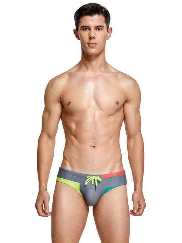 Men's Stylish Color Blocked Low Rise Comfortable Swim Briefs