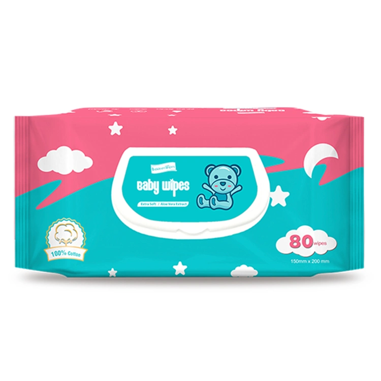 Biokleen 56 Count Spunlace Vliesstoff Einweg 100% Biologisch Abbaubare Babi Wipes Vitamin E Reinigungs- und Feuchtigkeitstücher für Babys, feuchtes Gewebe