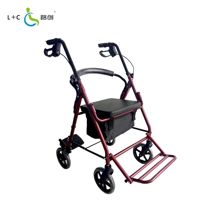 Las cuatro ruedas de rodadura Rollator caminador plegable con Respaldo extraíble