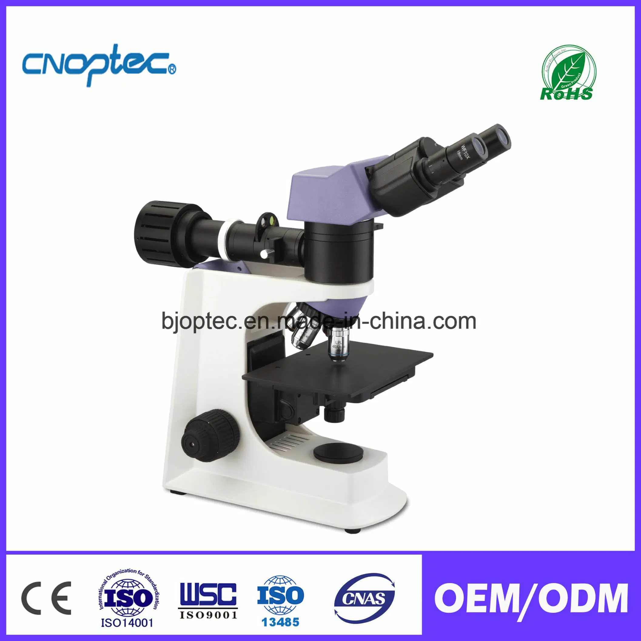 Microscopio óptico del microscopio metalúrgico en posición vertical para el análisis metalografía