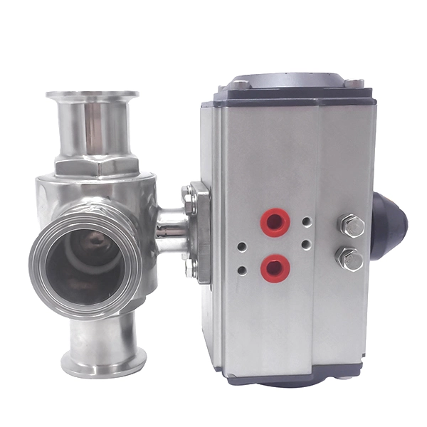 Sanitary Three-Way Pneumatic Clamp Stainless Steel Ball Valve