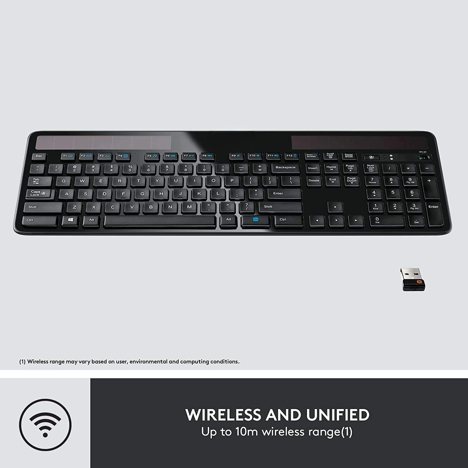 K750 Wireless Solar Keyboard USB Receiver Ultra Thin Wireless Keyboard